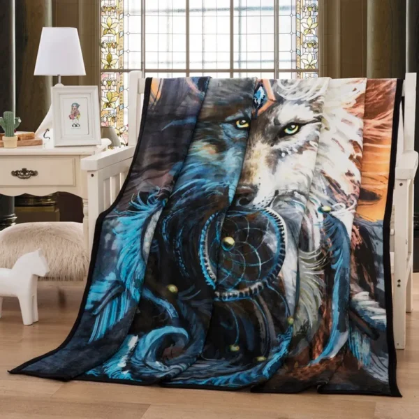 Mystical Wolf-Themed Blanket