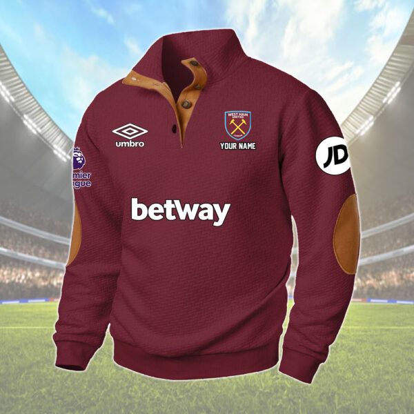 West Ham United Quarter-Zip Sweater Shirt - Personalized