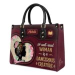 A Well Read Woman Is A Dangerous Creature Leather Bag, view 3, handmade book lover gift