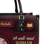 A Well Read Woman Is A Dangerous Creature Leather Bag, view 5, handmade book lover gift