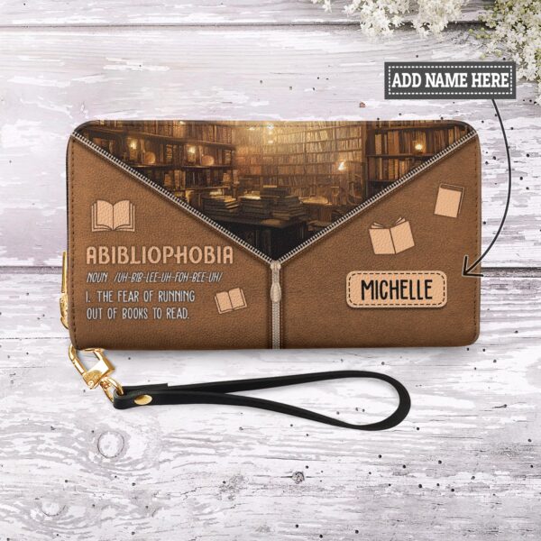 Abibliophobia Noun NNRZ02082687GR Zip Around Leather Wallet