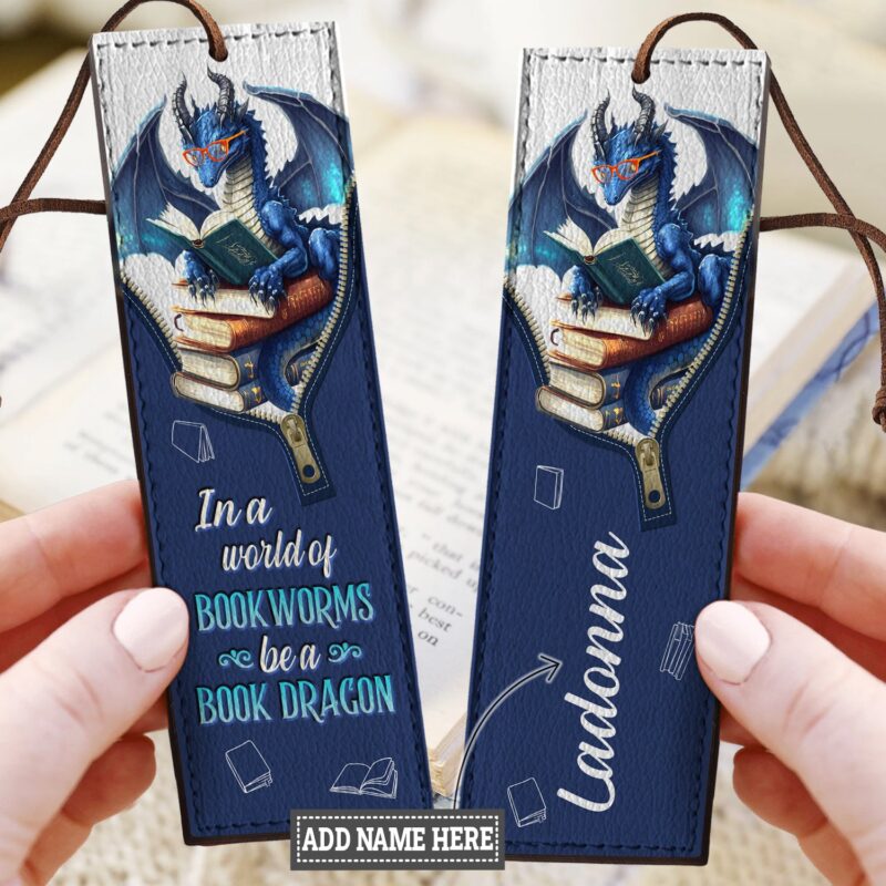 Book Dragon Leather Bookmark - Unique Reader Gift