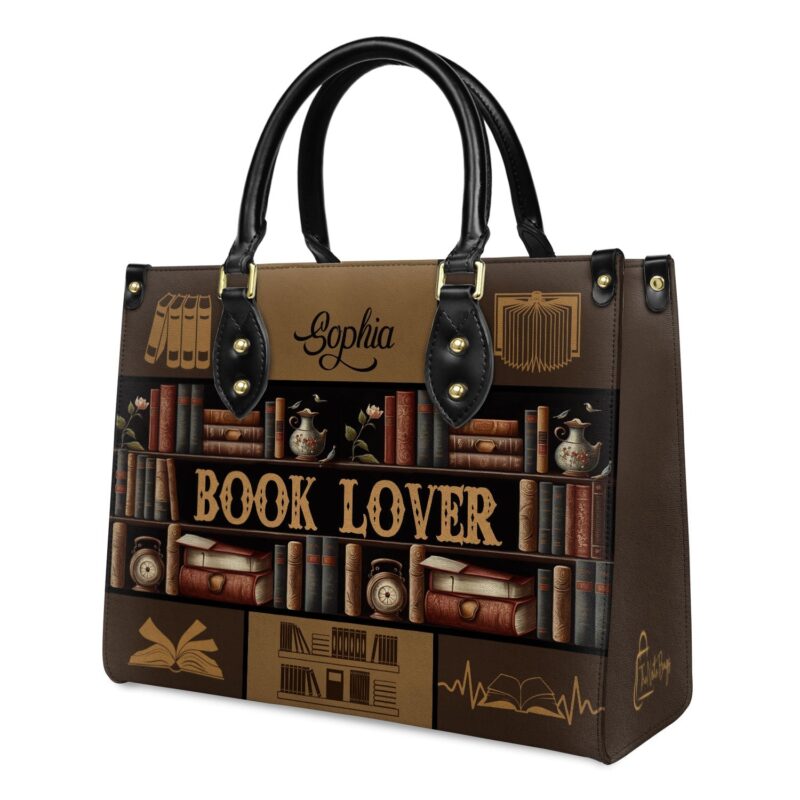 Book Lover Leather Bag, view 3, handmade book lover gift