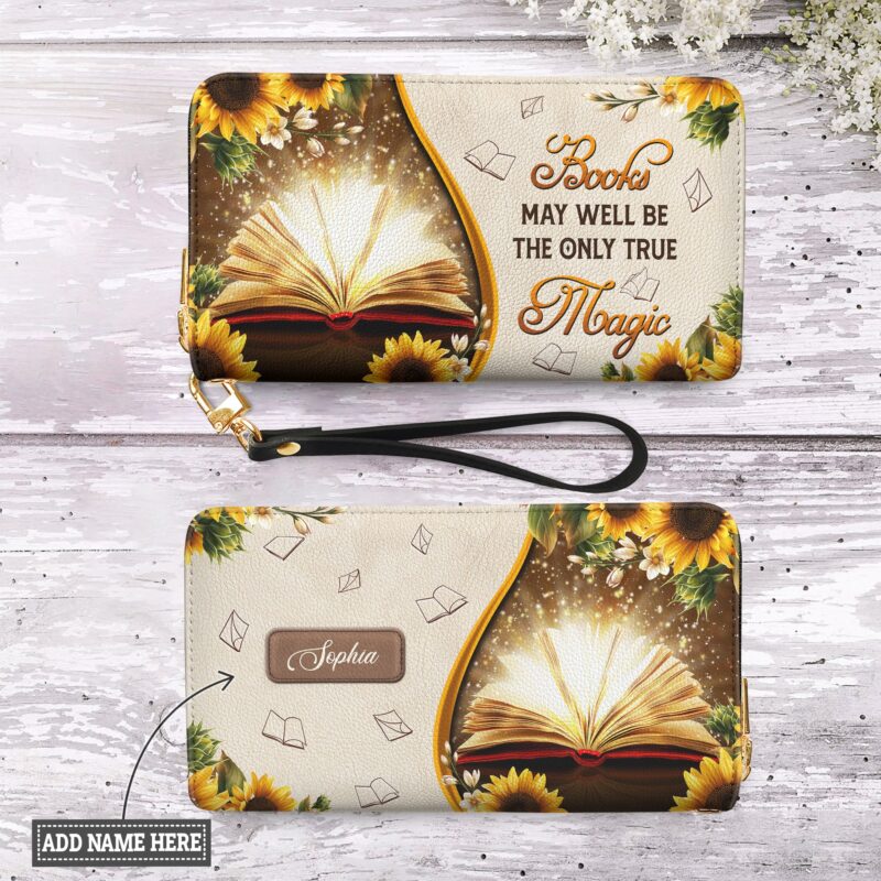 Books May Well Be The Only One True Magic HHRZ17015712AL Zip Around Leather Wallet