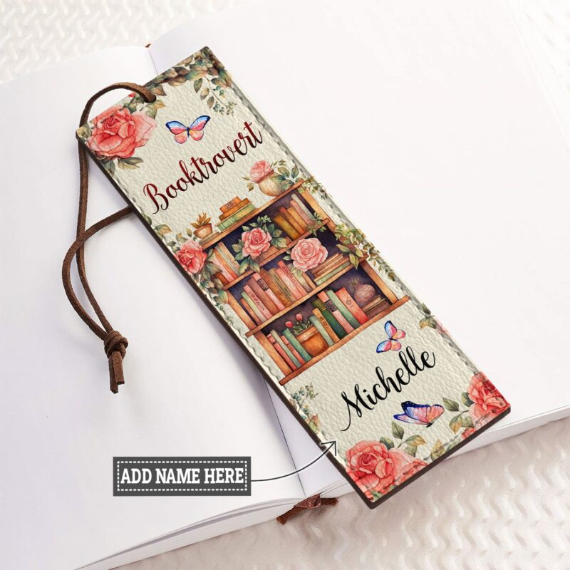Booktrovert Leather Bookmark - Personalized Reader Gift