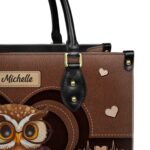 I'm Not Antisocial I'd Just Rather Read Leather Bag - Owl Design, view 5, handmade book lover gift