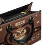 I'm Not Antisocial I'd Just Rather Read Leather Bag - Owl Design, view 6, handmade book lover gift