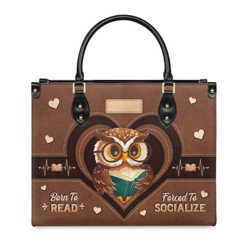 I'm Not Antisocial I'd Just Rather Read Leather Bag - Owl Design, view 11, handmade book lover gift