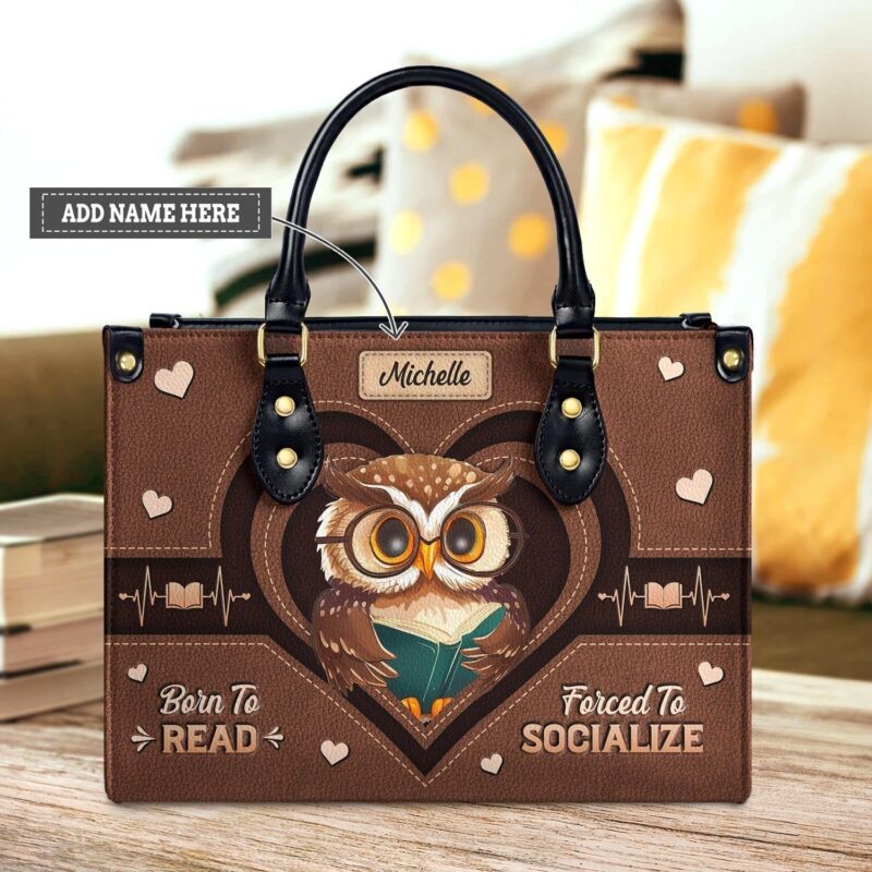 I'm Not Antisocial I'd Just Rather Read Leather Bag - Owl Design, handmade literary leather handbag