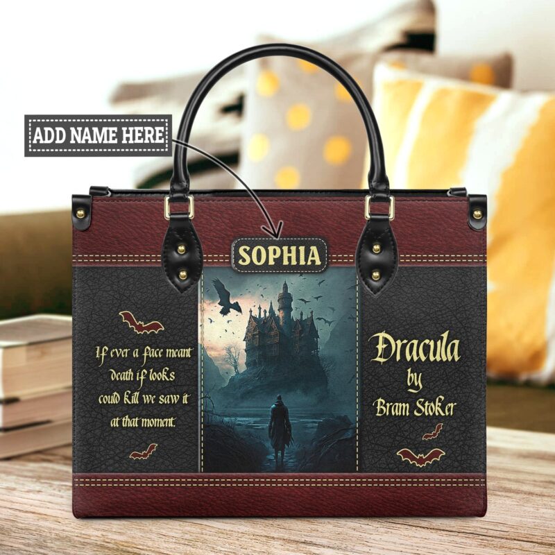 Dracula Bram Stoker Leather Bag - Horror Book Quote Gift, handmade literary leather handbag