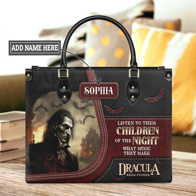 Dracula Leather Bag - Bram Stoker Quote Gift for Horror Fans, handmade literary leather handbag