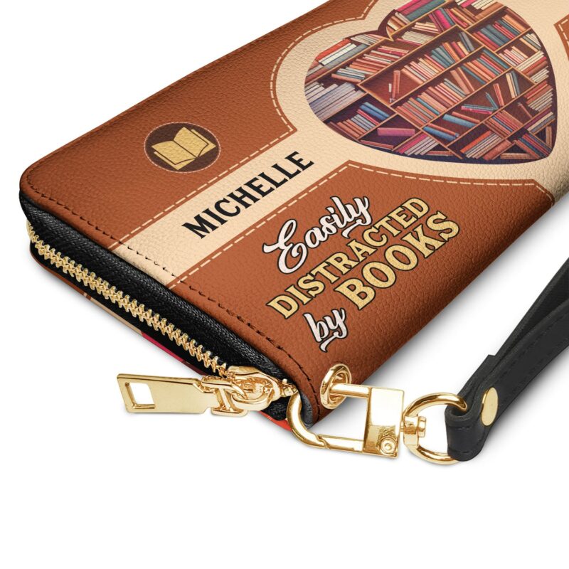 Easily Distracted By Books NNRZ01083789ZR Zip Around Leather Wallet