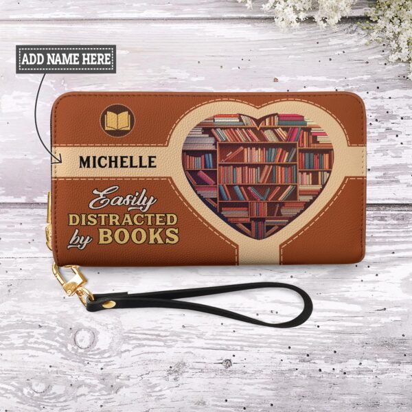 Easily Distracted By Books NNRZ01083789ZR Zip Around Leather Wallet