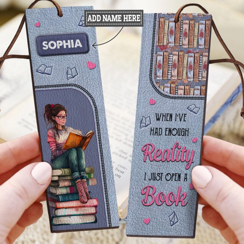 Escape Reality Book Leather Bookmark - Handmade Reader Gift