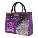 Happiness Is Starting A New Book Leather Bag - Book Lover Gift, view 3, handmade book lover gift
