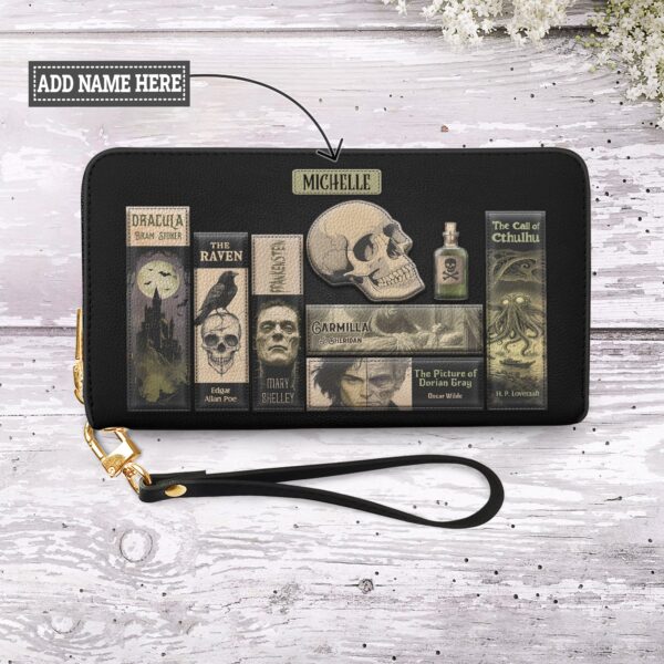 Horror Books HHRZ29104633FI Zip Around Leather Wallet