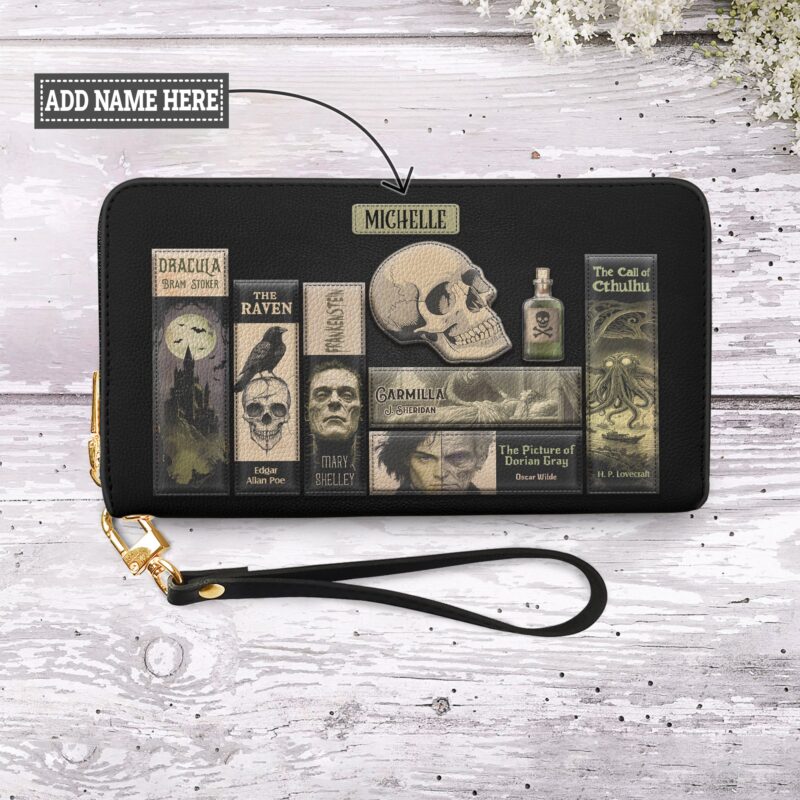 Horror Books HHRZ29104633FI Zip Around Leather Wallet