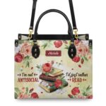 I'm Not Antisocial I'd Just Rather Read Leather Bag - Book Lover Gift, view 4, handmade book lover gift