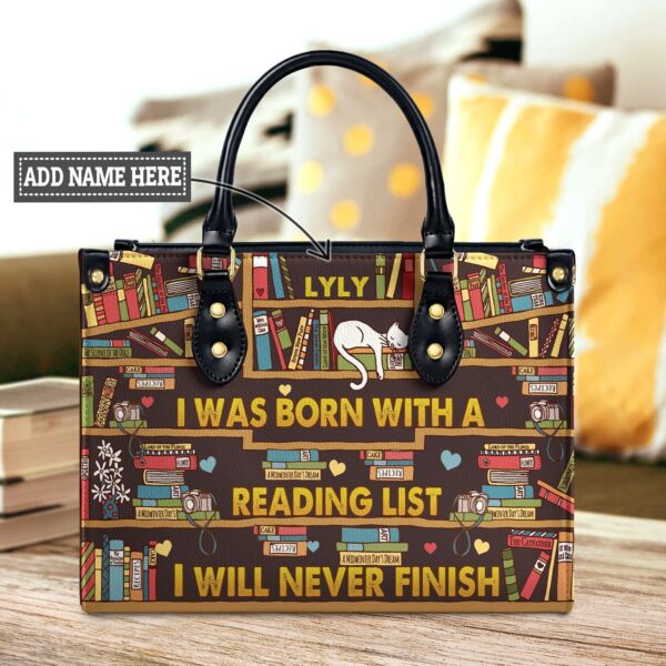 Cat Reading Quote Leather Bag, handmade literary leather handbag