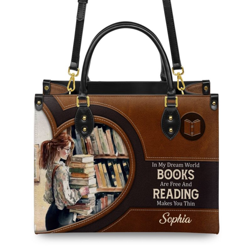 Reading Makes You Thin Leather Bag - Book Lover Gift, view 4, handmade book lover gift