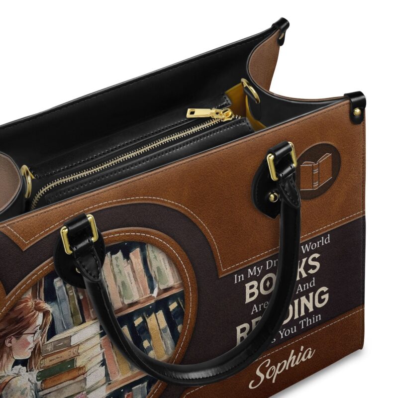 Reading Makes You Thin Leather Bag - Book Lover Gift, view 6, handmade book lover gift