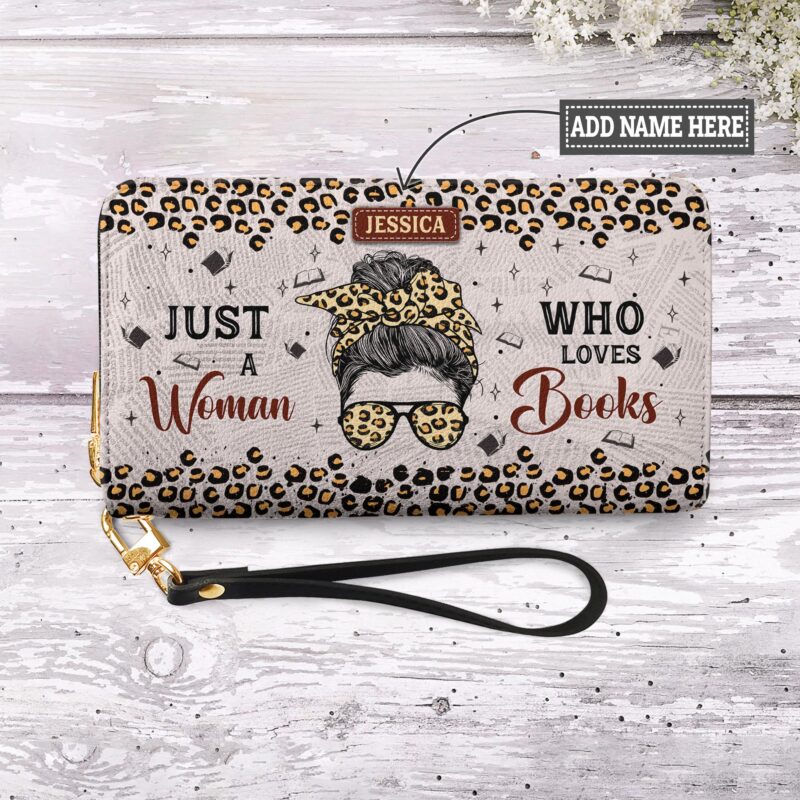 Just A Woman Who Loves Books NNRZ02083302QC Zip Around Leather Wallet