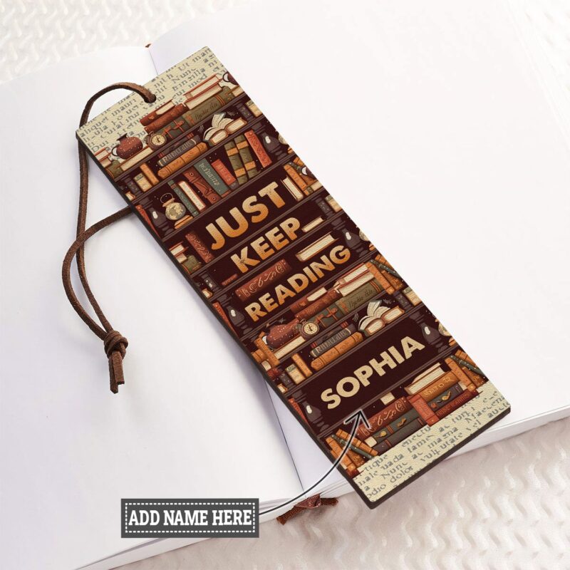 Just Keep Reading Leather Bookmark - Motivational Book Lover Gift