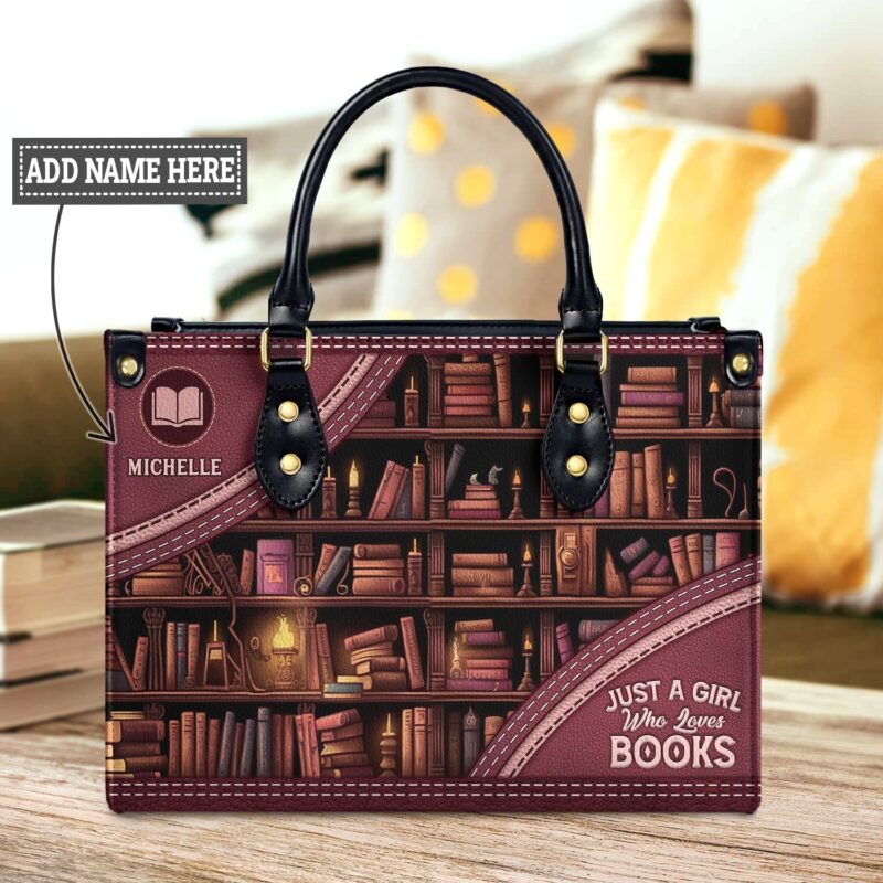 Just A Girl Who Loves Books Leather Bag, handmade literary leather handbag
