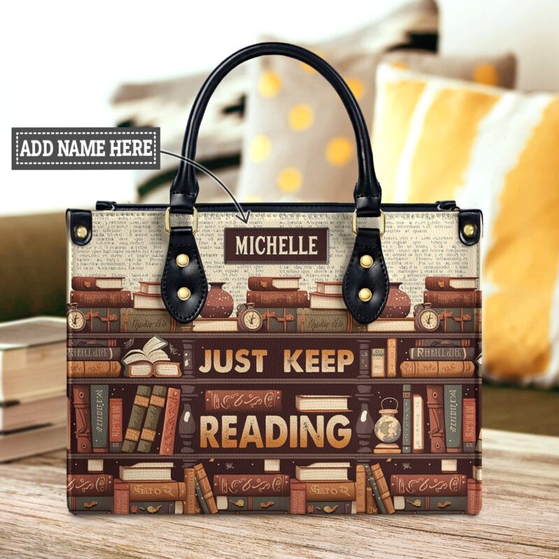 Just Keep Reading Leather Bag, handmade literary leather handbag