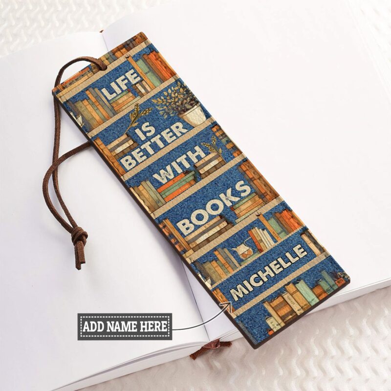 Life Is Better With Books Leather Bookmark - Handmade Reader Gift
