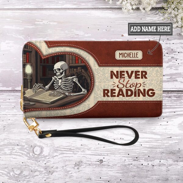 Never Stop Reading NNRZ05083141XQ Zip Around Leather Wallet