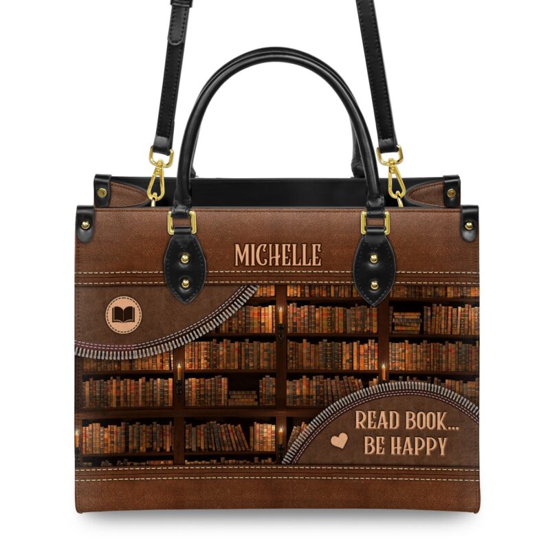 Read Book Be Happy Leather Bag, view 4, handmade book lover gift
