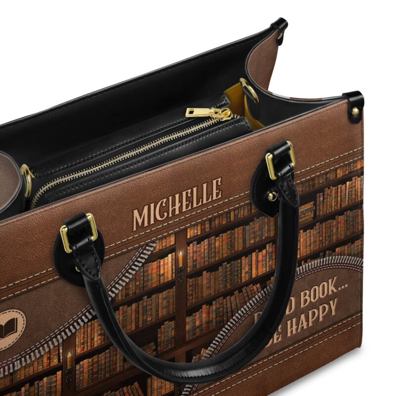 Read Book Be Happy Leather Bag, view 6, handmade book lover gift