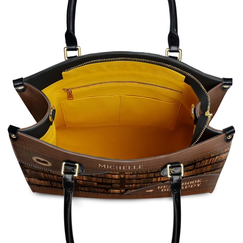 Read Book Be Happy Leather Bag, view 8, handmade book lover gift