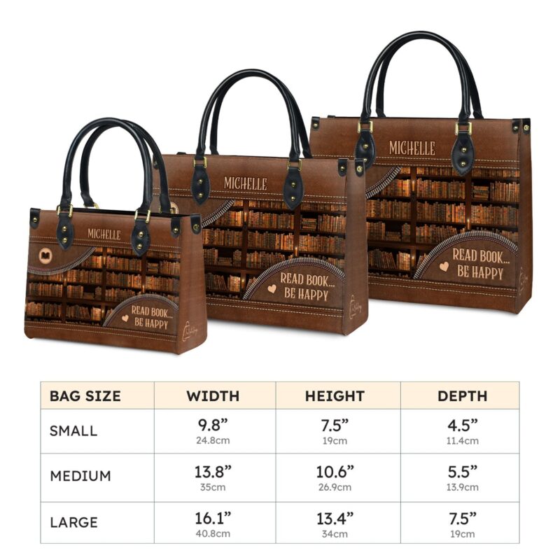 Read Book Be Happy Leather Bag, view 10, handmade book lover gift