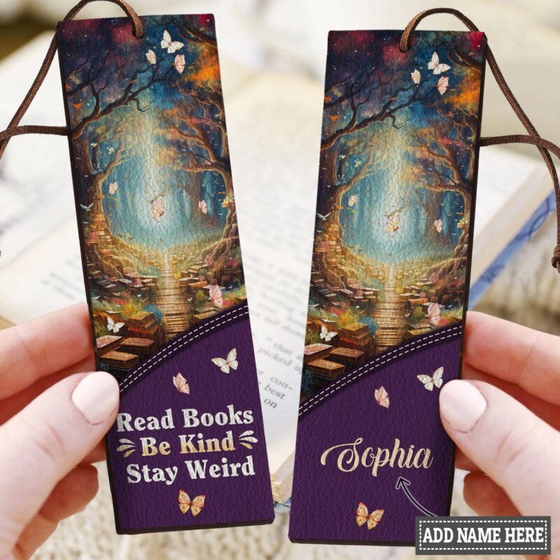 Read Books Be Kind Stay Weird Leather Bookmark - Handmade Gift