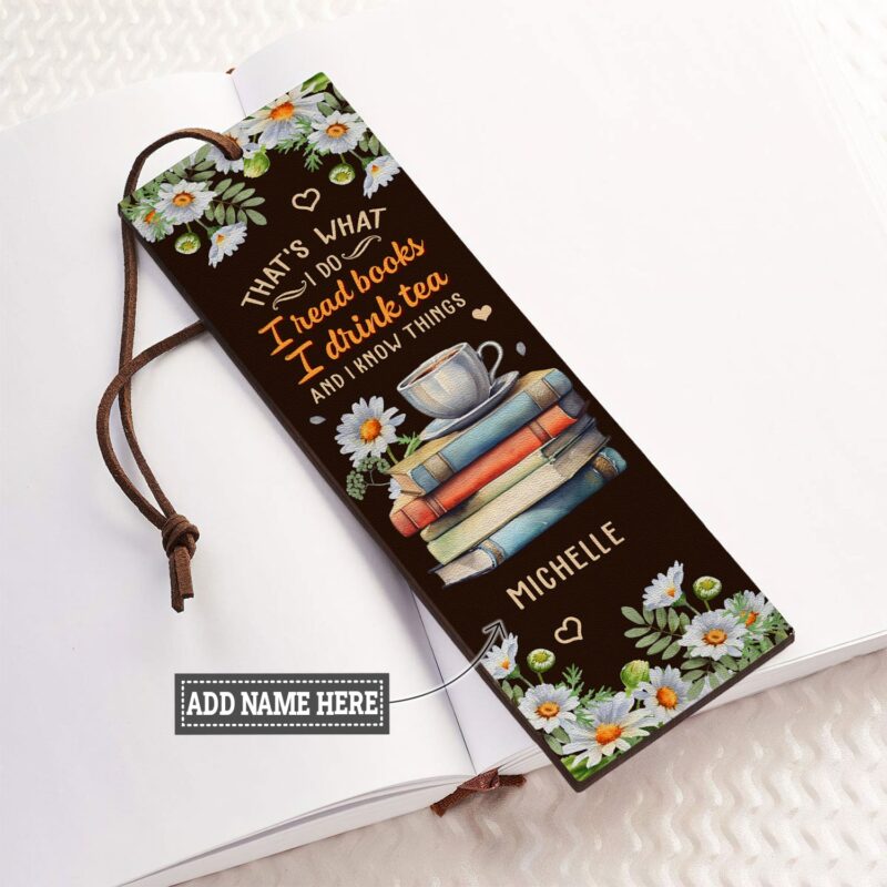 Read Books Drink Tea Leather Bookmark - Tea Lover Gift