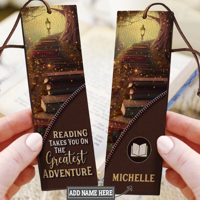 Reading Greatest Adventure Leather Bookmark - Handmade Gift