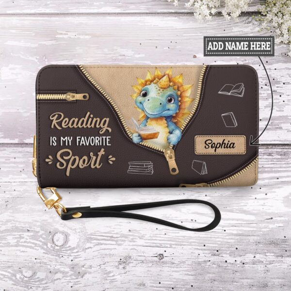 Reading Is My Favorite Sport NNRZ05084462XW Zip Around Leather Wallet