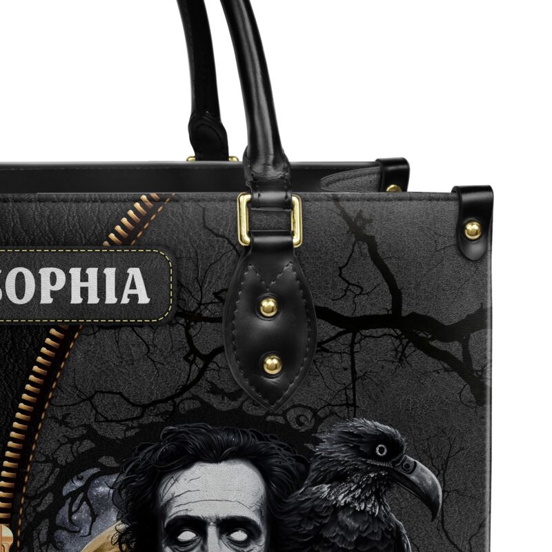 The Raven Quote Leather Bag - Edgar Allan Poe Gift, view 4, handmade book lover gift
