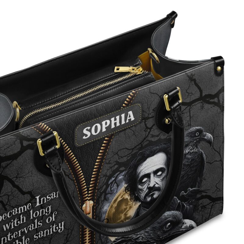 The Raven Quote Leather Bag - Edgar Allan Poe Gift, view 5, handmade book lover gift