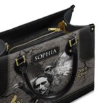Edgar Allan Poe Raven Skull Gothic Leather Bag, view 5, handmade book lover gift