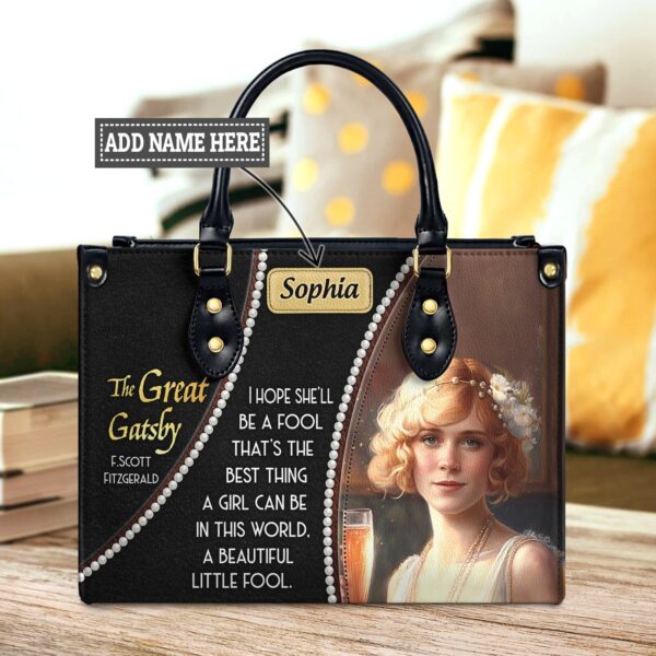 The Great Gatsby Leather Bag - Daisy's Quote, Premium Handmade, handmade literary leather handbag