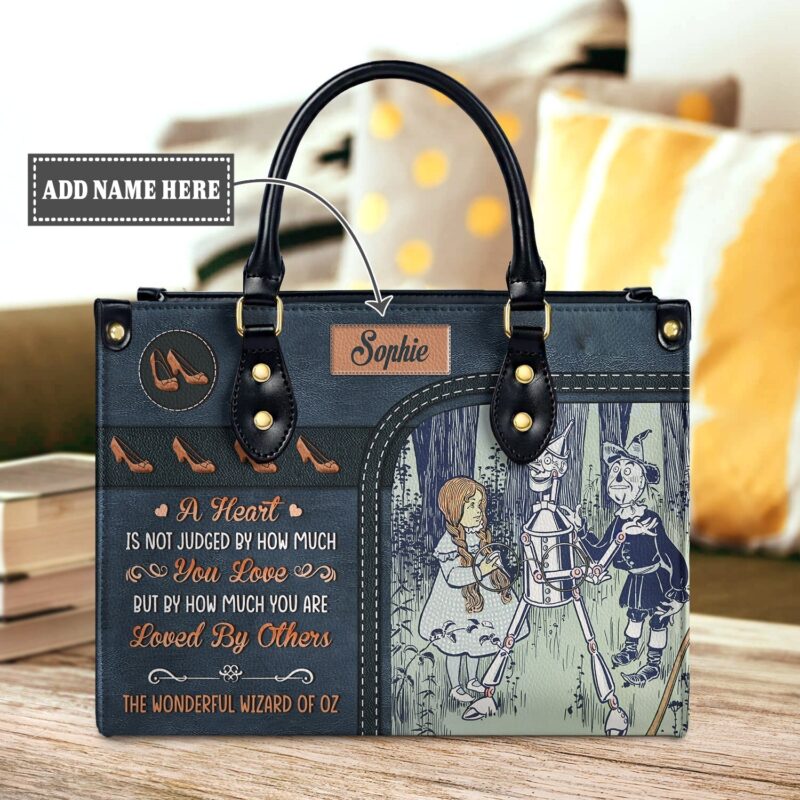 Wizard of Oz Heart Quote Leather Bag, handmade literary leather handbag