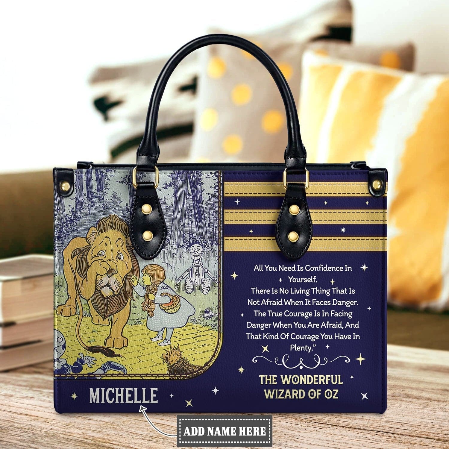 Wizard of Oz Confidence Leather Bag, handmade literary leather handbag