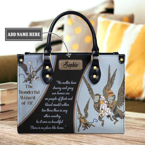 There Is No Place Like Home Leather Bag - Personalized Wizard of Oz Gift, handmade literary leather handbag