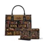 Book Lover Leather Bag, view 2, handmade book lover gift