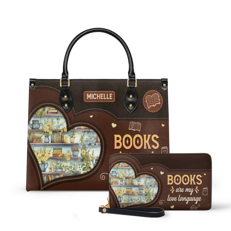books-are-my-love-language_LE_Wallet Books Are My Love Language Leather Bag, view 2, handmade book lover gift