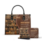 Booktrovert Noun Leather Bag, view 2, handmade book lover gift