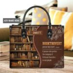 Booktrovert Noun Leather Bag, handmade literary leather handbag